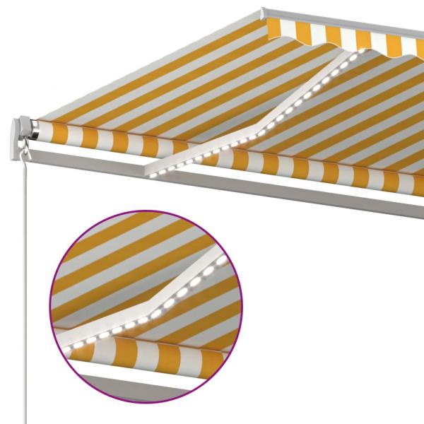Markise Manuell Einziehbar mit LED 400x350 cm Gelb & Weiß
