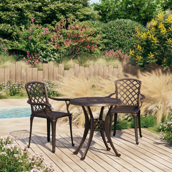ARDEBO.de - 3-tlg. Bistro-Set Aluminiumguss Bronzen