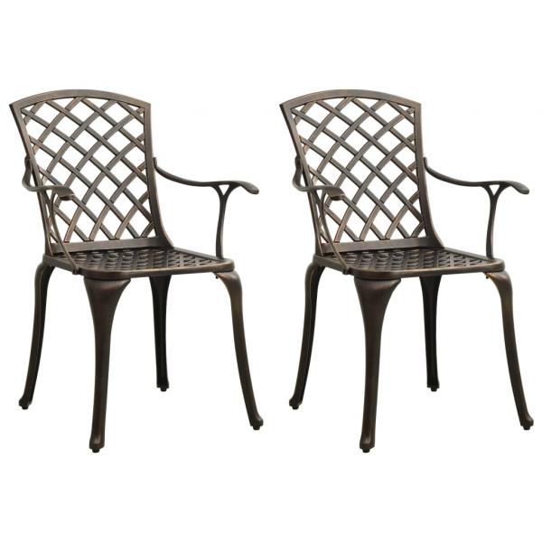 3-tlg. Bistro-Set Aluminiumguss Bronzen