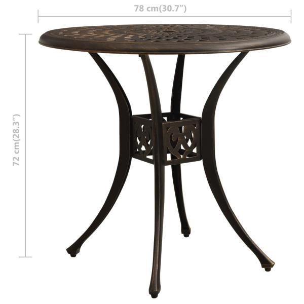 3-tlg. Bistro-Set Aluminiumguss Bronzen