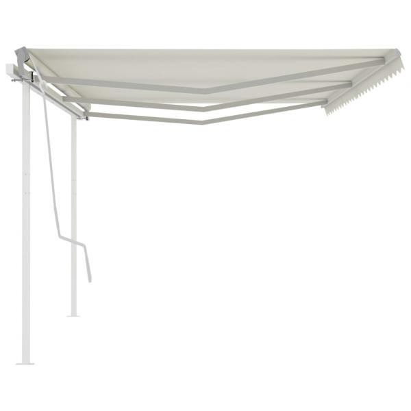 Markise Manuell Einziehbar mit Pfosten 6x3 m Creme