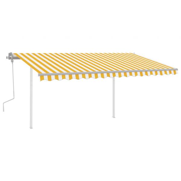 Markise Manuell Einziehbar mit LED 4x3,5 m Gelb & Weiß