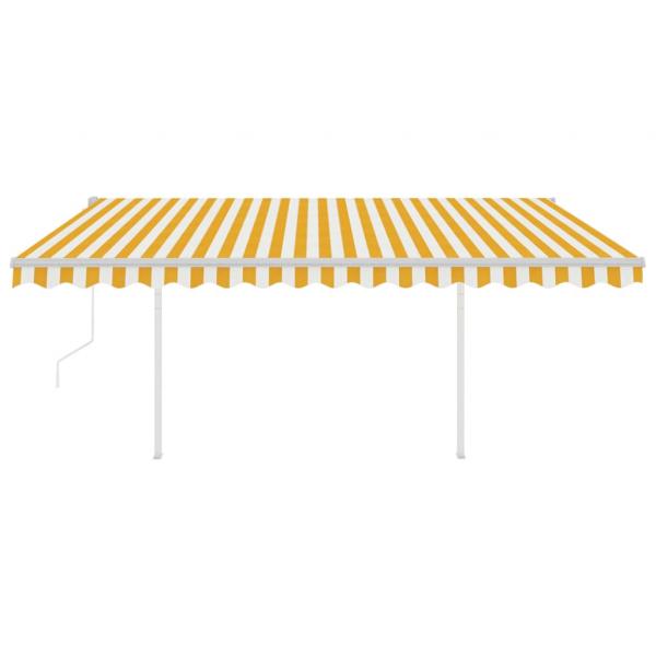 Automatische Markise mit LED & Windsensor 4,5x3,5 m Gelb Weiß