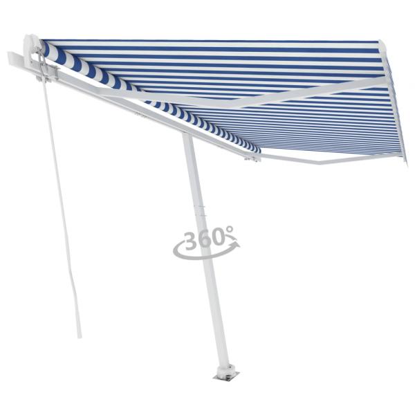 Standmarkise Manuell Einziehbar 400x300 cm Blau/Weiß