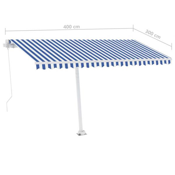 Standmarkise Manuell Einziehbar 400x300 cm Blau/Weiß