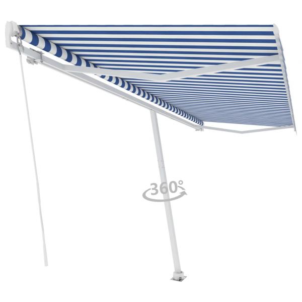 Standmarkise Manuell Einziehbar 500x300 cm Blau/Weiß