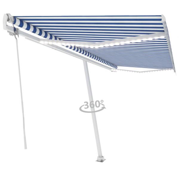 Automatische Markise mit LED & Windsensor 500x350 Blau und Weiß