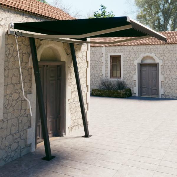 ARDEBO.de - Markise Manuell Einziehbar mit Pfosten 3,5x2,5 m Anthrazit