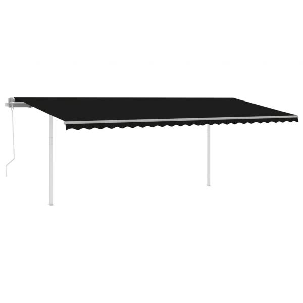 Markise Manuell Einziehbar mit Pfosten 3,5x2,5 m Anthrazit