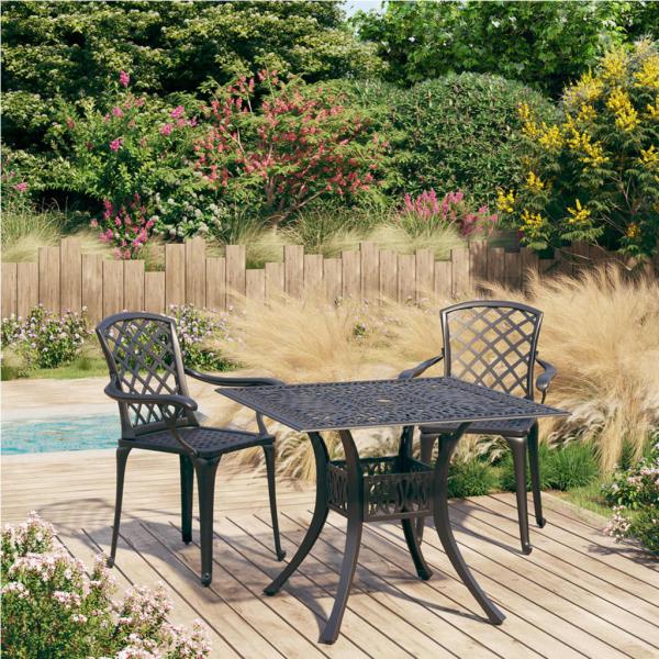 ARDEBO.de - 3-tlg. Bistro-Set Aluminiumguss Schwarz