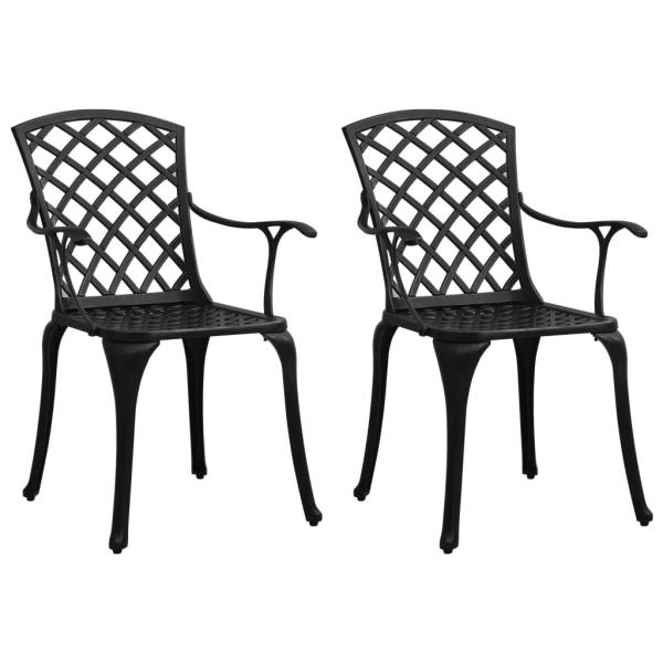 3-tlg. Bistro-Set Aluminiumguss Schwarz