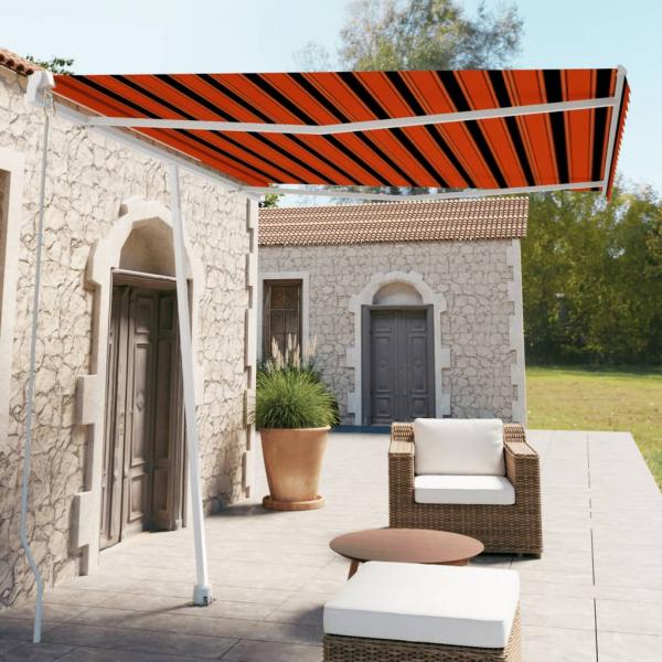 ARDEBO.de - Standmarkise Manuell Einziehbar 300x250 cm Orange/Braun
