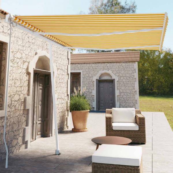 ARDEBO.de - Standmarkise Manuell Einziehbar 350x250 cm Gelb/Weiß