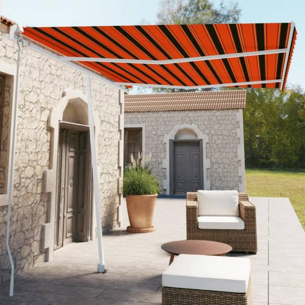 ARDEBO.de - Standmarkise Einziehbar Handbetrieben 350x250 cm Orange/Braun