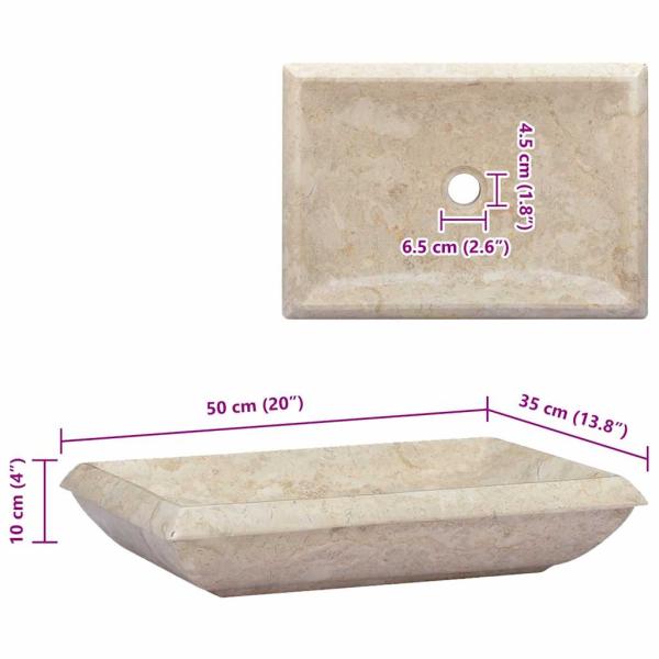 Waschbecken Creme 50x35x10 cm Marmor
