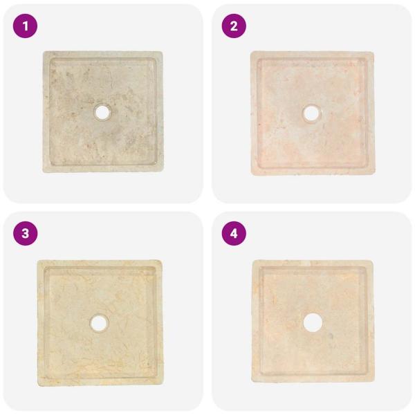 Waschbecken Creme 40x40x10 cm Marmor