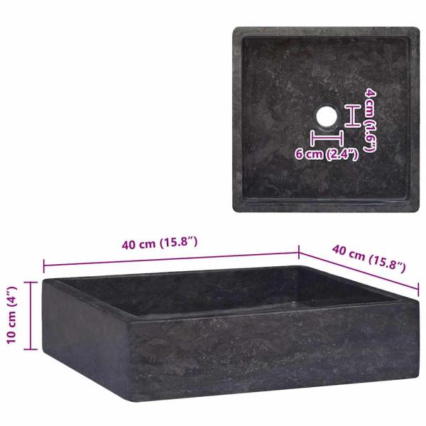 Waschbecken Schwarz 40x40x10 cm Marmor