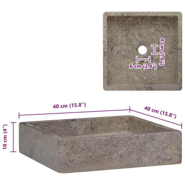 Waschbecken Grau 40x40x10 cm Marmor