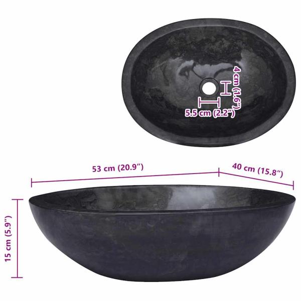 Waschbecken Schwarz 53x40x15 cm Marmor