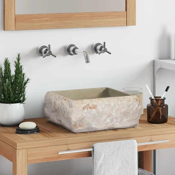 Waschbecken Creme 30x30x13 cm Marmor