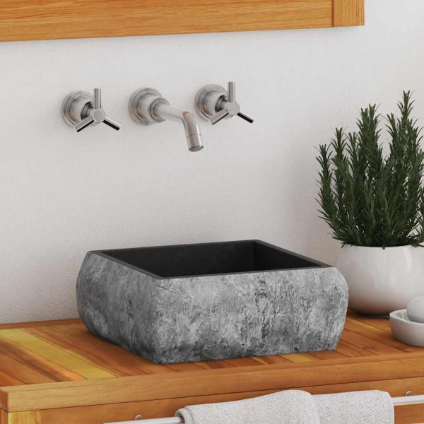 Waschbecken Schwarz 30x30x13 cm Marmor