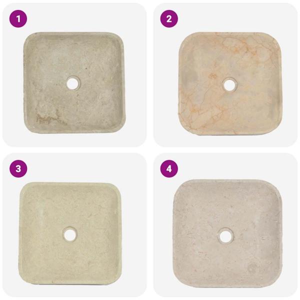 Waschbecken Creme 40x40x10 cm Marmor