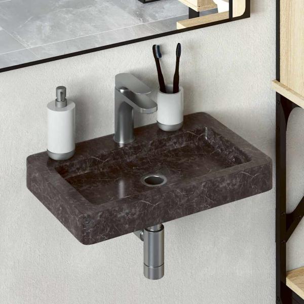 Wandwaschbecken Schwarz 38x24x6,5 cm Marmor