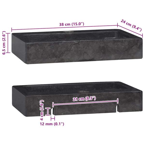 Wandwaschbecken Schwarz 38x24x6,5 cm Marmor