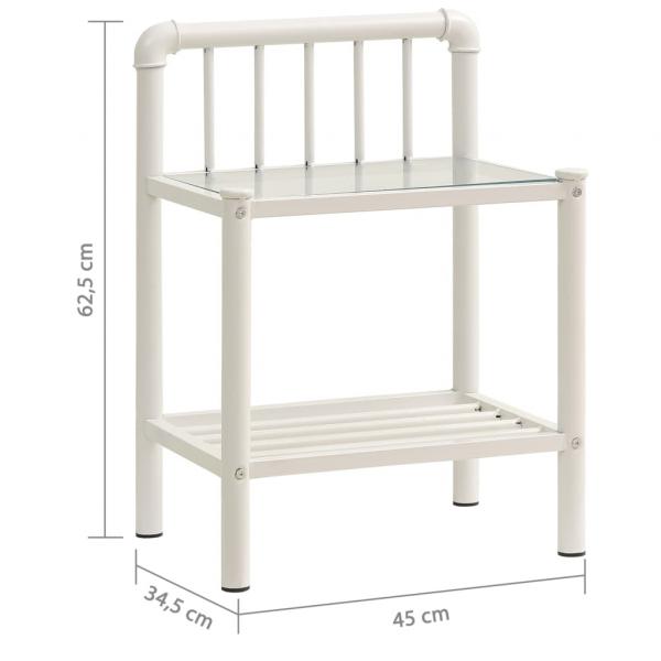 Nachttisch Weiß Transparent 45x34,5x62,5 cm Metall und Glas