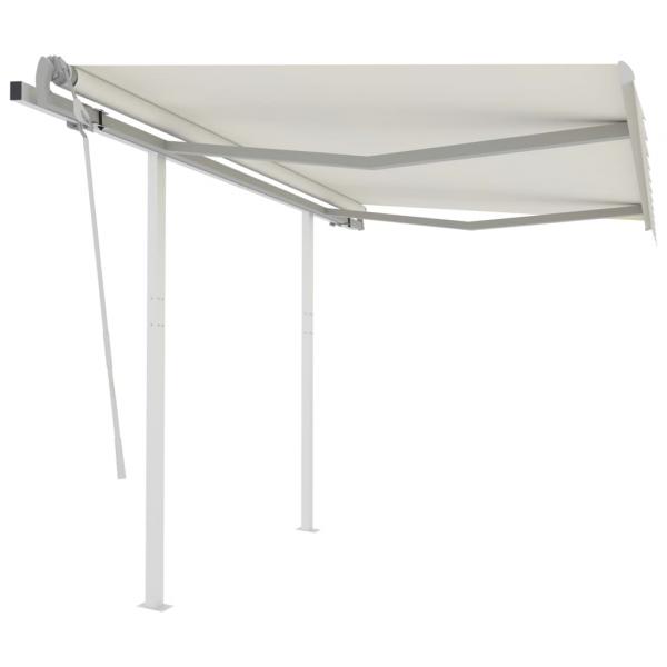 ARDEBO.de - Markise Manuell Einziehbar mit Pfosten 3,5x2,5 m Creme