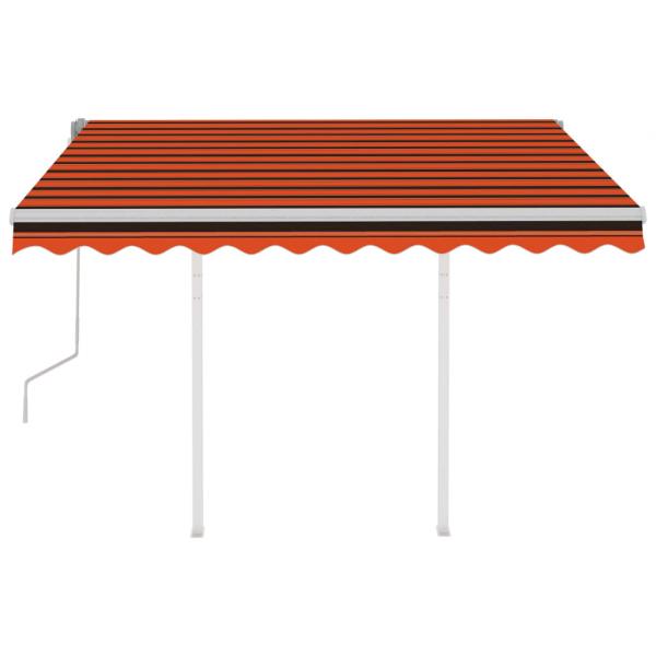 Markise Manuell Einziehbar mit Pfosten 3,5x2,5 m Orange & Braun