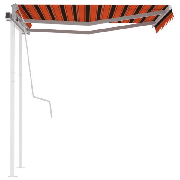 Markise Manuell Einziehbar mit Pfosten 3,5x2,5 m Orange & Braun
