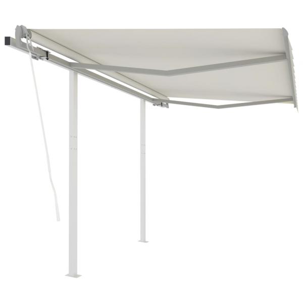 ARDEBO.de - Markise Automatisch Einziehbar mit Pfosten 3,5x2,5 m Creme
