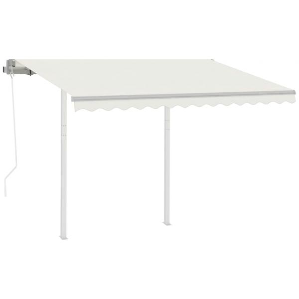 Markise Automatisch Einziehbar mit Pfosten 3,5x2,5 m Creme