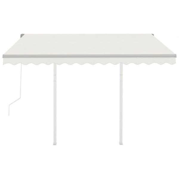 Markise Automatisch Einziehbar mit Pfosten 3,5x2,5 m Creme