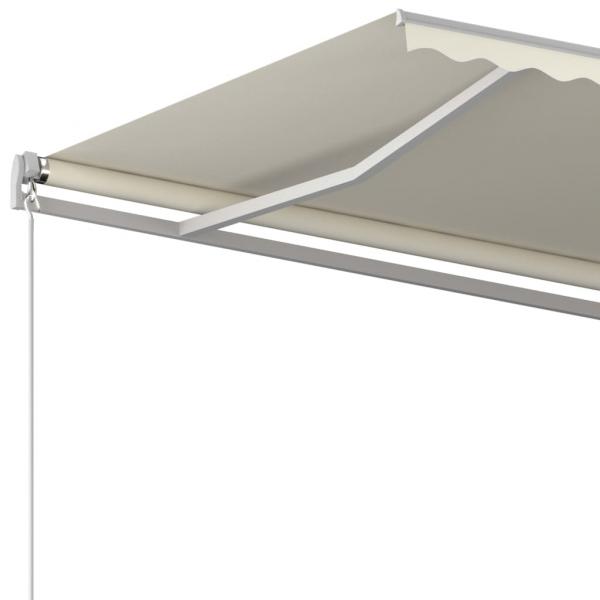 Markise Automatisch Einziehbar mit Pfosten 3,5x2,5 m Creme