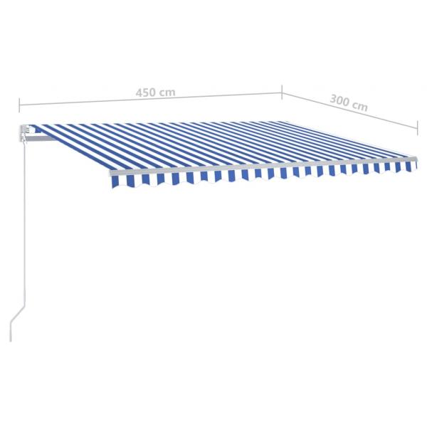 Automatische Markise mit LED & Windsensor 4,5x3 m Blau und Weiß