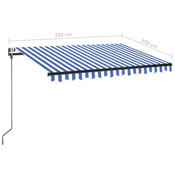 Automatische Markise mit LED Windsensor 350x250 cm Blau Weiß