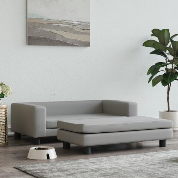 ARDEBO.de - Hundebett mit Verlängerung Hellgrau 100x50x30 cm Samt