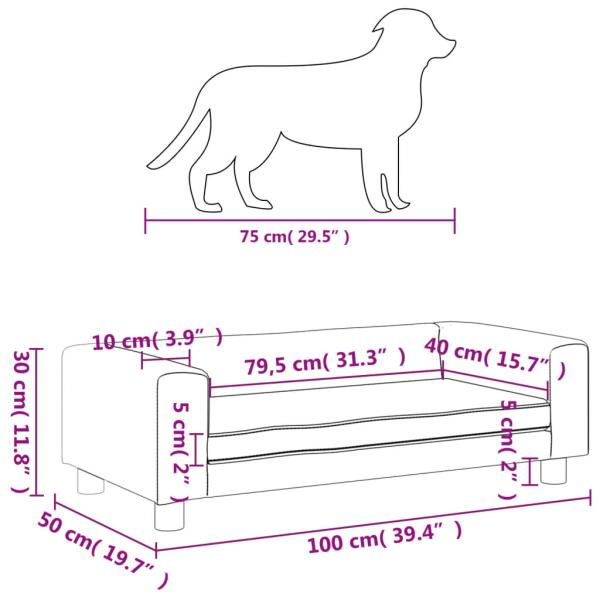Hundebett mit Verlängerung Dunkelgrau 100x50x30 cm Samt