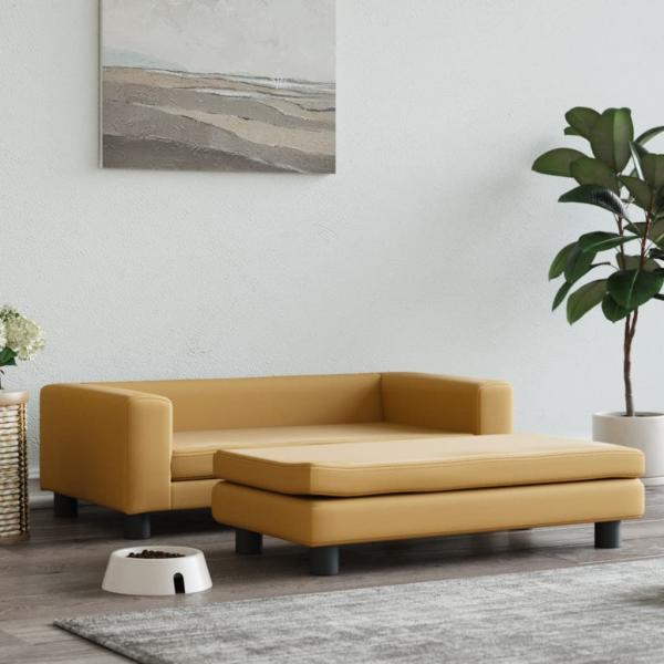 ARDEBO.de - Hundebett mit Verlängerung Braun 100x50x30 cm Samt
