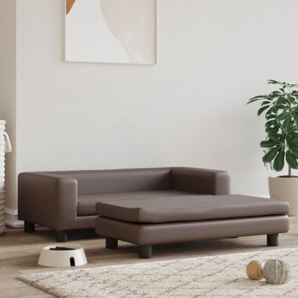 ARDEBO.de - Hundebett mit Verlängerung Braun 100x50x30 cm Kunstleder