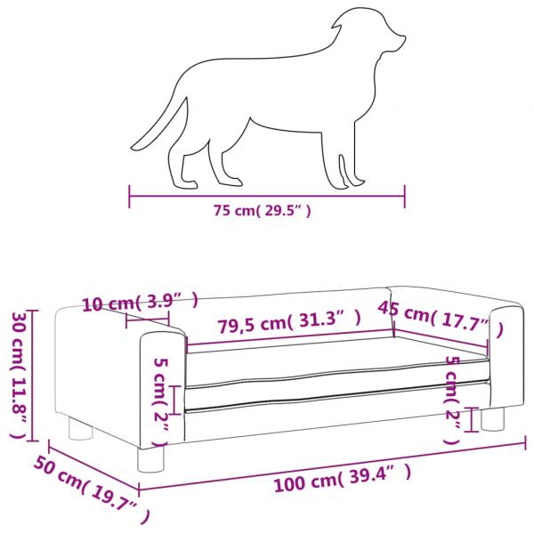 Hundebett mit Verlängerung Creme 100x50x30 cm Kunstleder