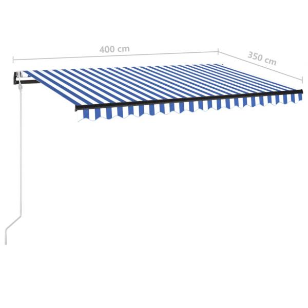 Markise Automatisch Einziehbar 400x350 cm Blau und Weiß
