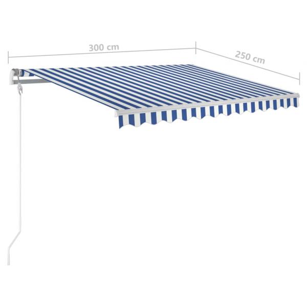 Standmarkise Einziehbar Handbetrieben 300x250 cm Blau/Weiß