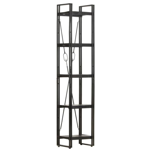 Bücherregal 5 Fächer Schwarz 40x30x180 cm Mango Massivholz