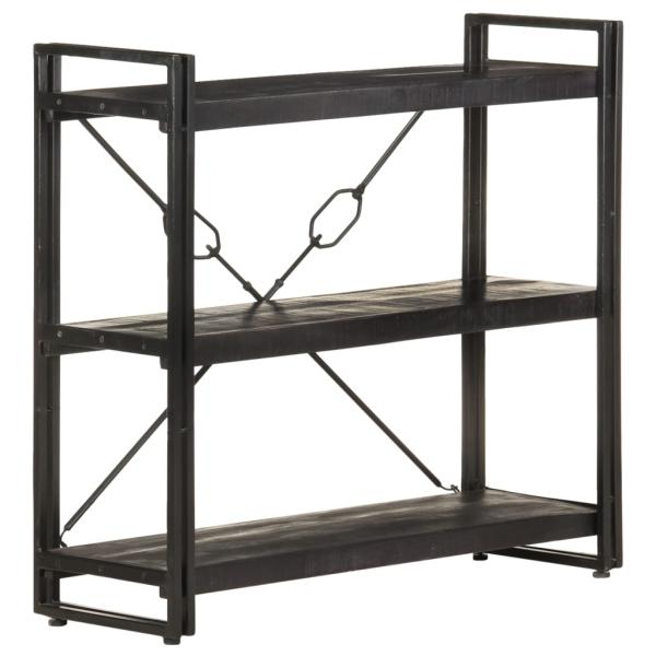 ARDEBO.de - Bücherregal 3 Fächer Schwarz 90x30x80 cm Mango Massivholz