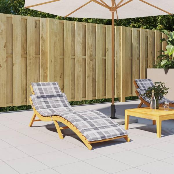 ARDEBO.de - Sonnenliegen-Auflage Grau Karomuster 186x58x3 cm Oxford-Gewebe