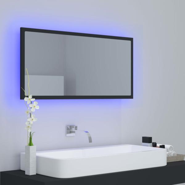 LED-Badspiegel Grau 90x8,5x37 cm Acryl