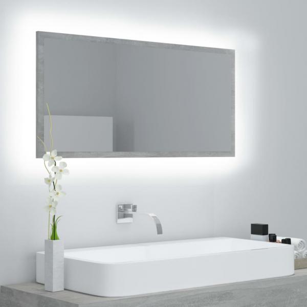 ARDEBO.de - LED-Badspiegel Betongrau 90x8,5x37 cm Acryl